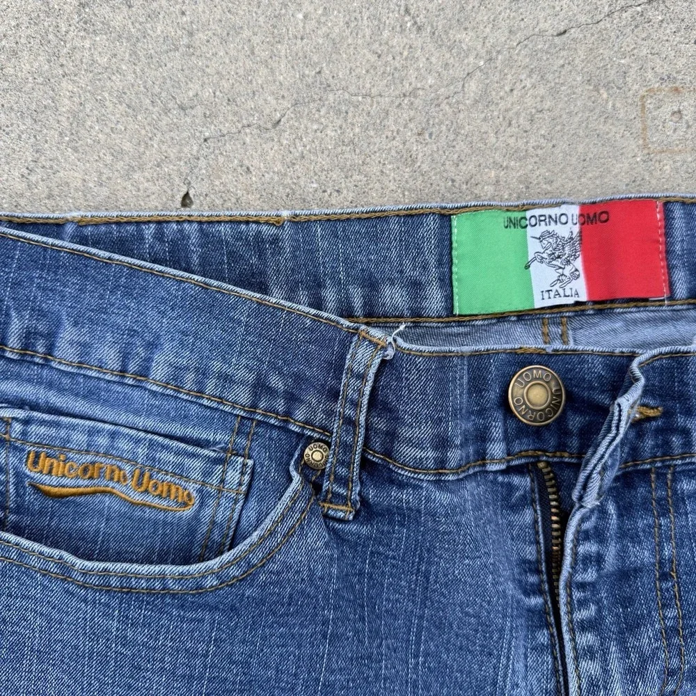 Y2K Unicorno Uomo Italia Jeans Mens 34x30 Blue Denim Straight‎ Leg Made in Italy